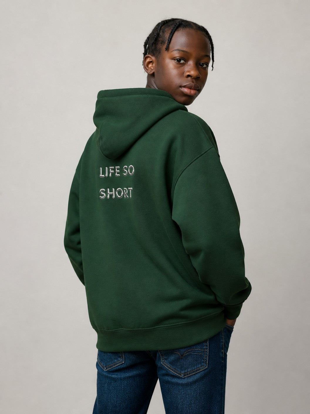 Hoodie — 'Life So Short' Minimal Logo Black Pullover